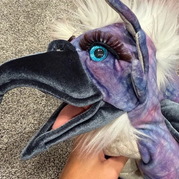 Folkmanis large purple dragon hand puppet plush toy - Picture 3 of 6